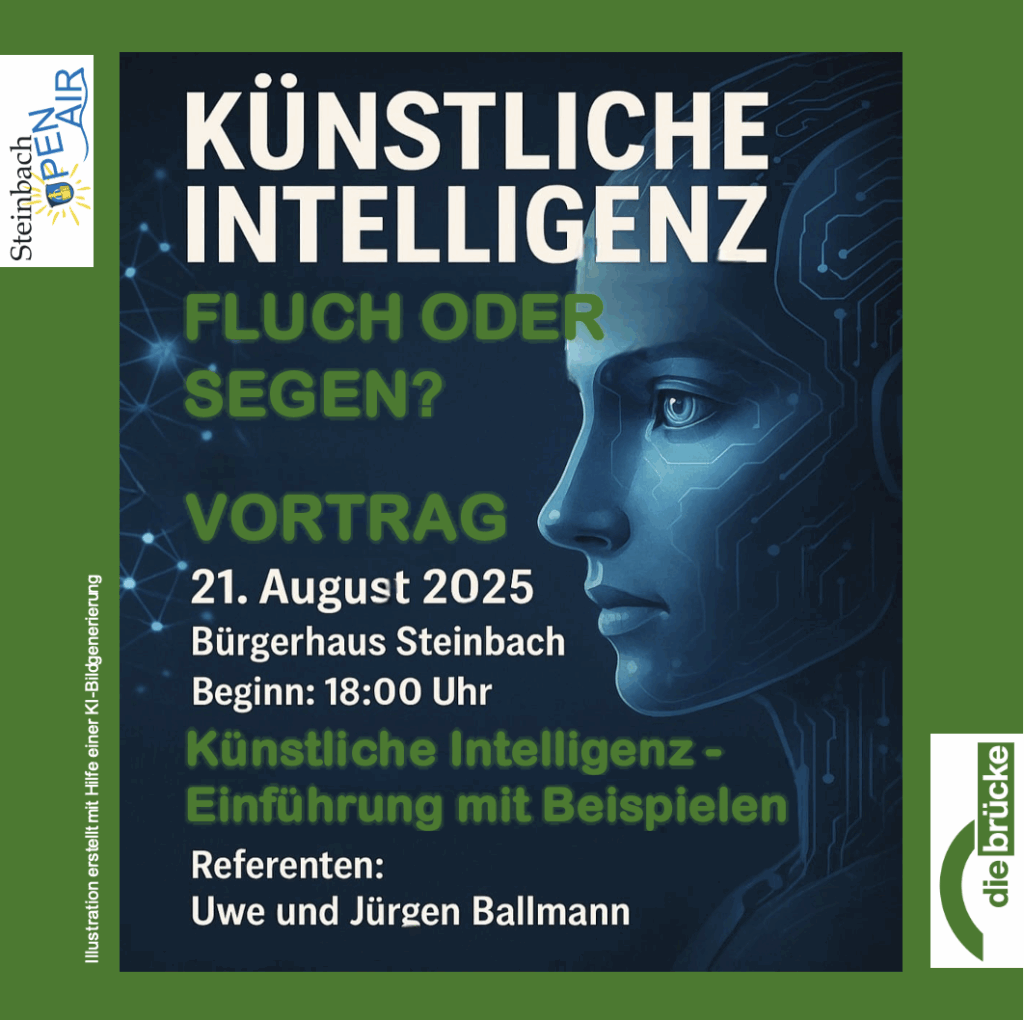 KI generiertes Bild für KI Vortrag Einladungsbildmotiv für Vortrag zu Künstlicher Intelligenz